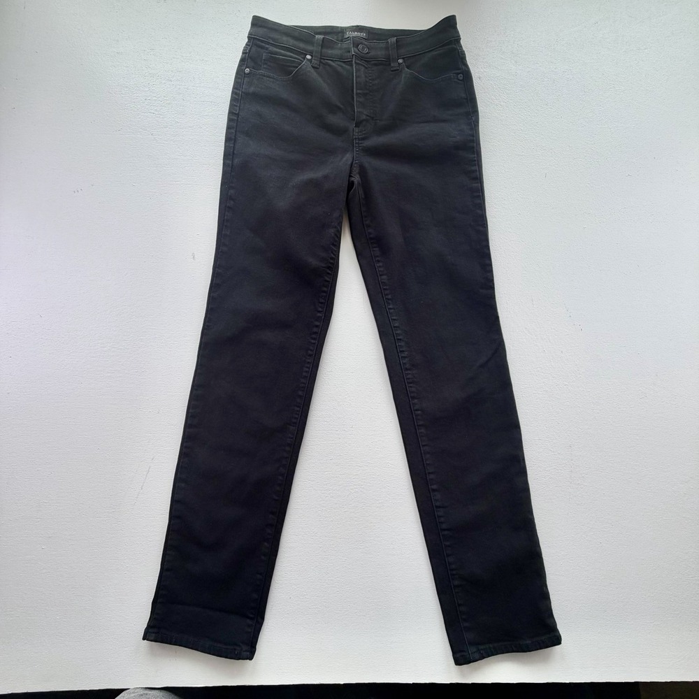 Talbots Womens 4 Straight Leg Jeans Black Denim Stretch Pants